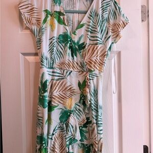 Gianni Bini Cream Wrap Sundress with Flutter Sleeves